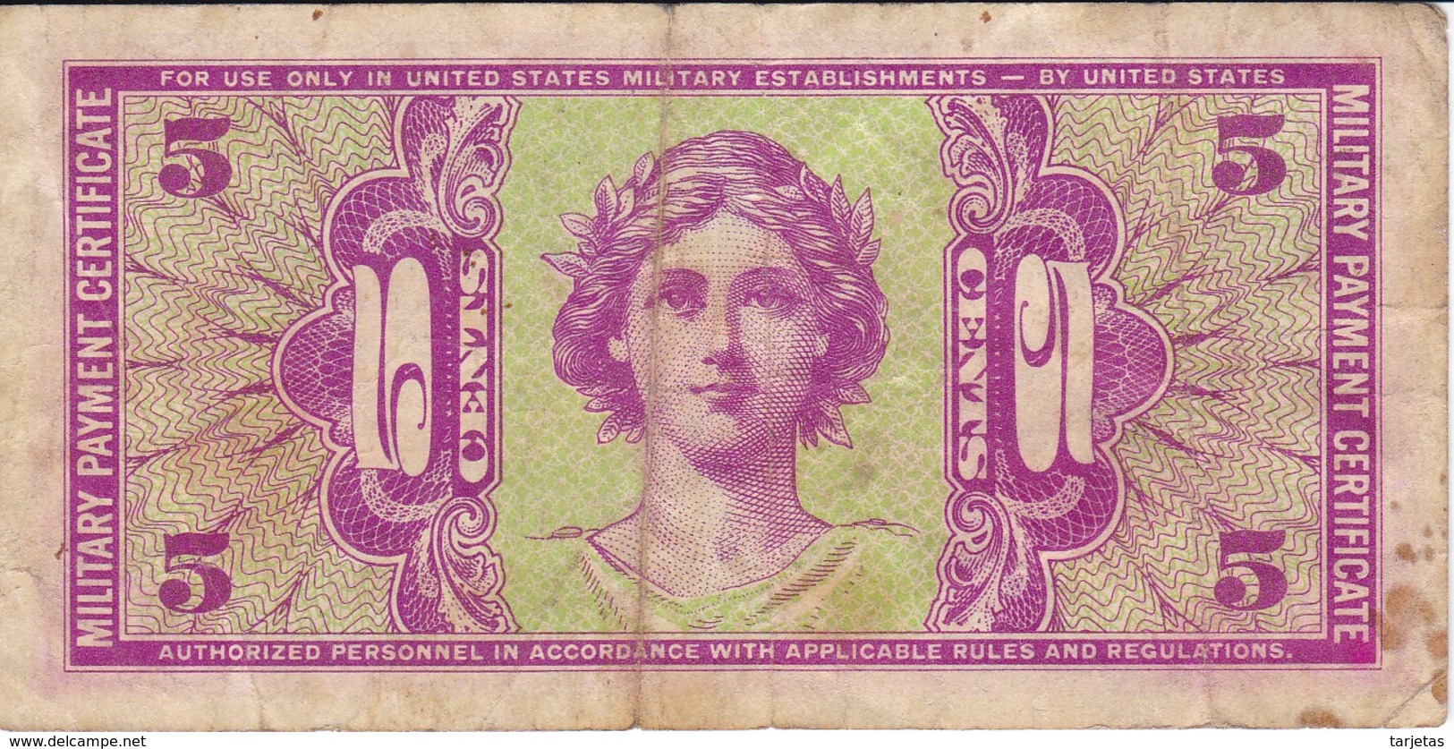 BILLETE DE ESTADOS UNIDOS DE 5 CENTS MILITARY PAYMENT CERTIFICATE SERIE 541  (BANK NOTE) - 1958-1961 - Series 541