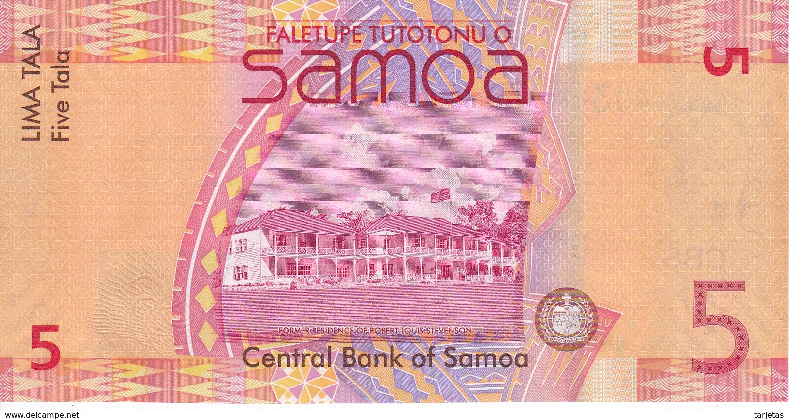 BILLETE DE SAMOA DE 5 TALA DEL AÑO 2008 (BANK NOTE) SIN CIRCULAR-UNCIRCULATED - Samoa
