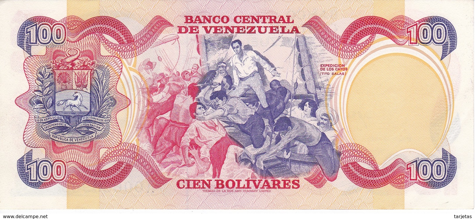 BILLETE DE VENEZUELA DE 100 BOLIVARES DEL AÑO 1980 SERIE A EN CALIDAD EBC (XF) (BANKNOTE) - Venezuela