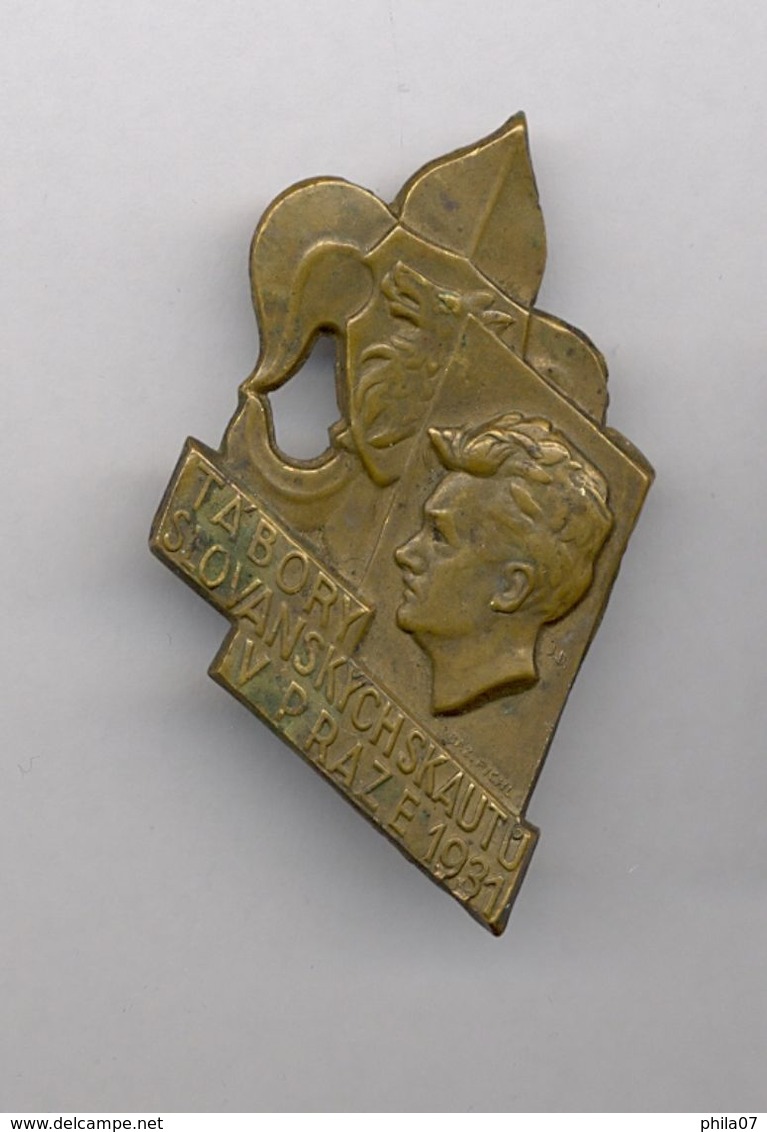 Boy Souts Badge Of Sabor In Praha 1931. Pin Is Missing / 2 Scans - Movimiento Scout