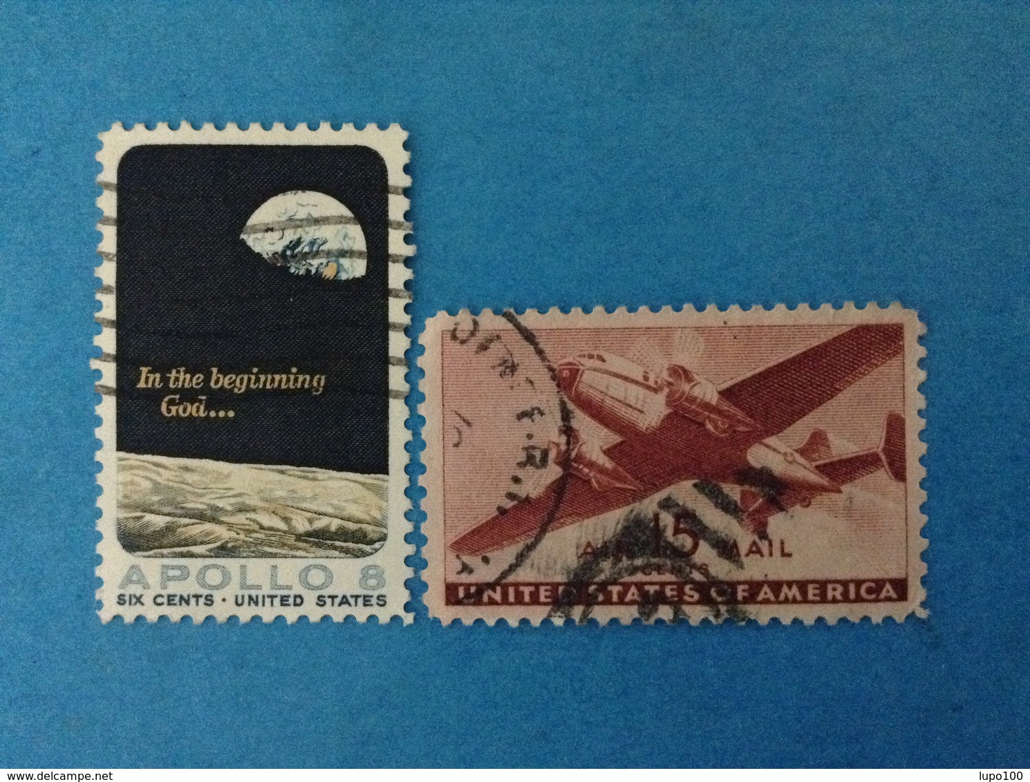 STATI UNITI USA FRANCOBOLLI USATI TWO STAMPS USED - SPAZIO APOLLO 8 + AEREO POSTA AEREA AIRMAIL 15 - Collezioni & Lotti