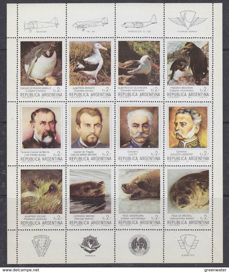 Argentina 1983 Antarctica  12v In Sheetlet ** Mnh (F6891) - Unused Stamps