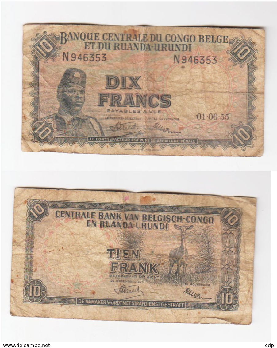 Dix Francs Congo  1955 - République Démocratique Du Congo & Zaïre