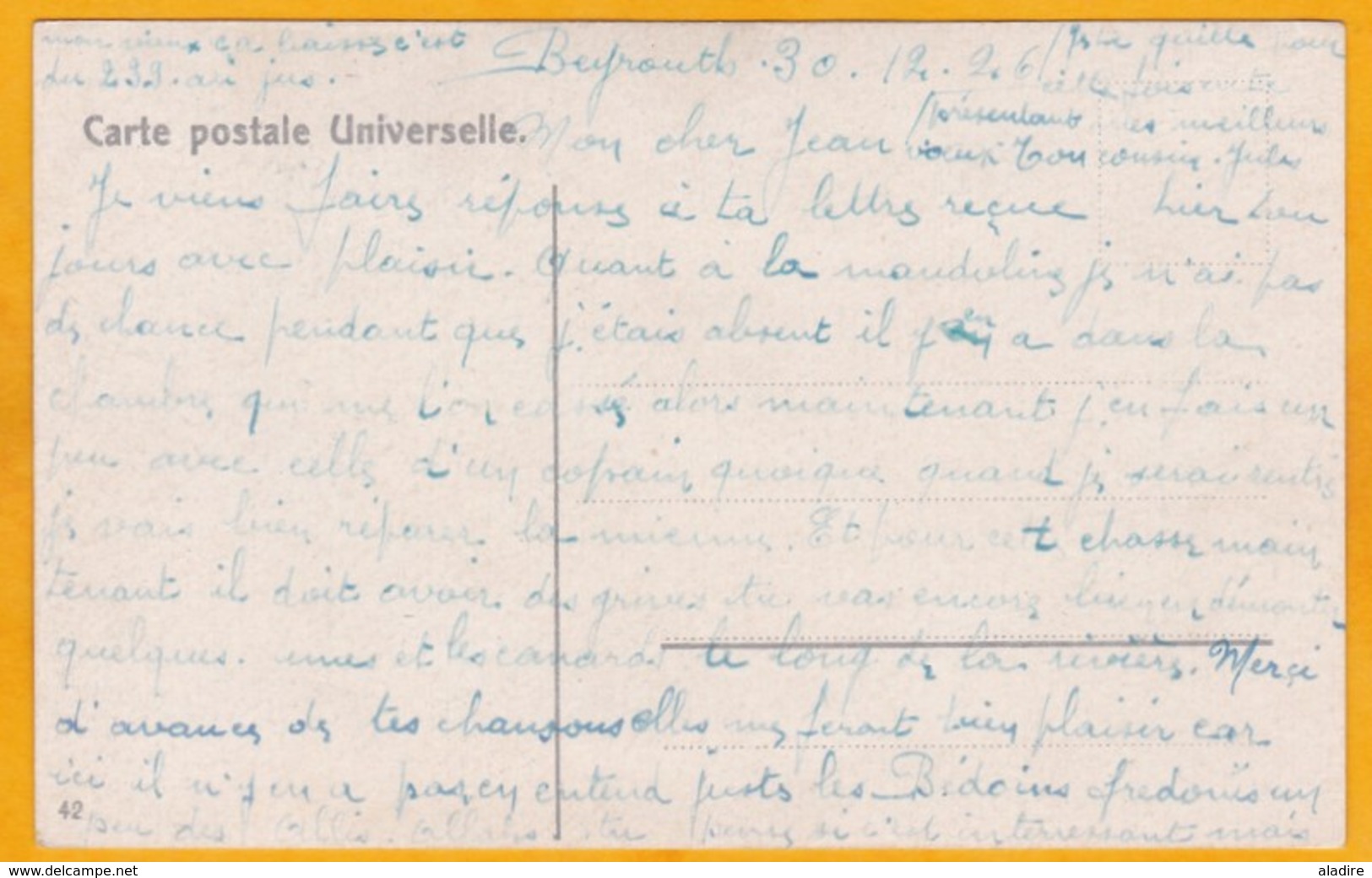 1926 - Enveloppe En FM De Beyrouth, Liban Vers Besançon, France - Poste Aux Armées, SP 600 - Contenant Une  CP écrite - Cachets Militaires A Partir De 1900 (hors Guerres)