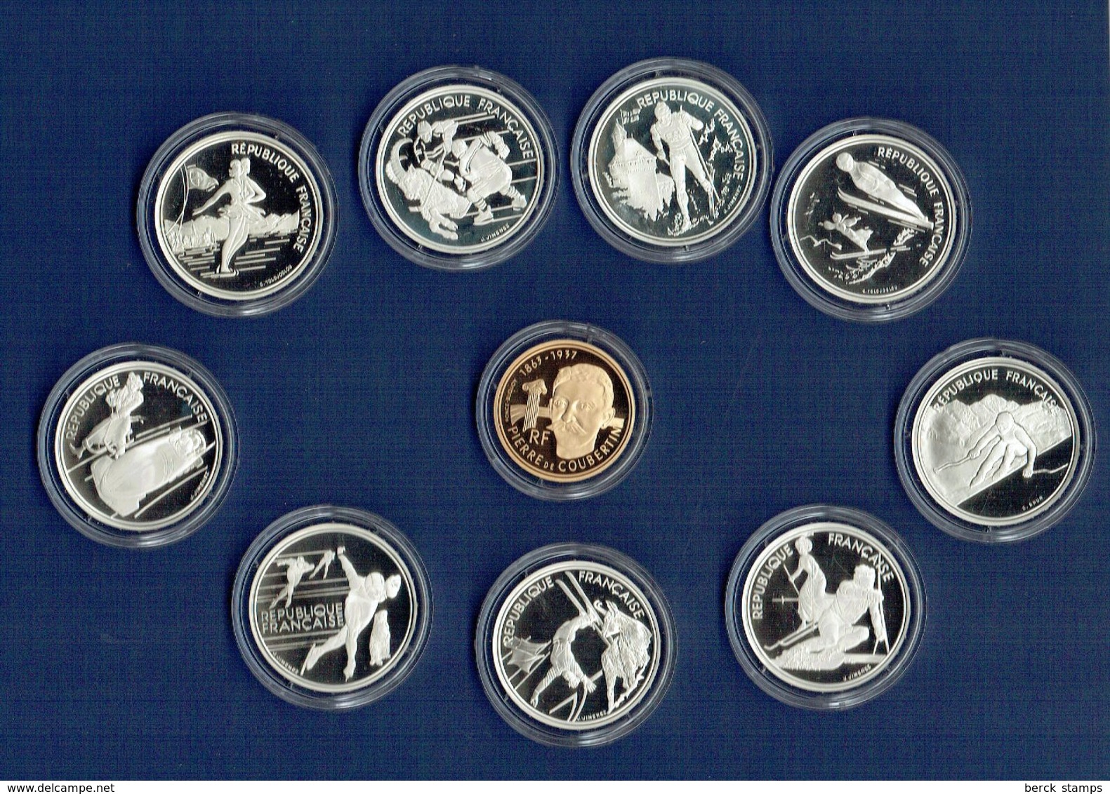 Monnaies -  JO D'Alberville De 1992 - 500f OR Et 100f ARGENT X 9 Avec Tous Les Certificats Dans Son écrin D'origine. - Collections