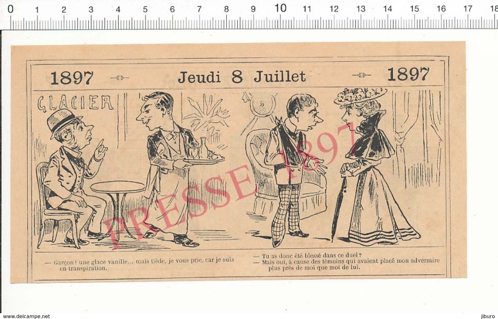 2 Scans Humour 1897 Café Glacier Ice Cream Glace Vanille Alimentaire Coiffure Enfant Barbe Voyage Volcan Vésuve 216PF10X - Non Classés