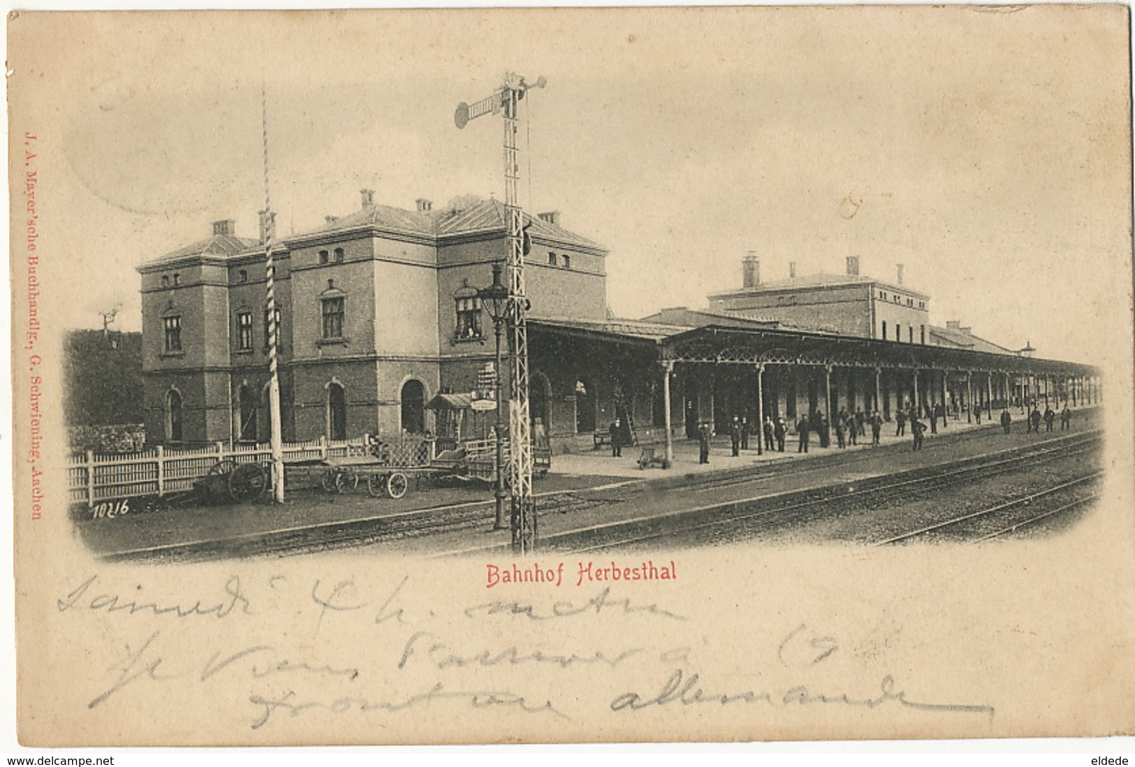 Lontzen Bahnhof Herbesthal  Edit G. Schwiening Aachen  Bahnhpost Koln - Lontzen