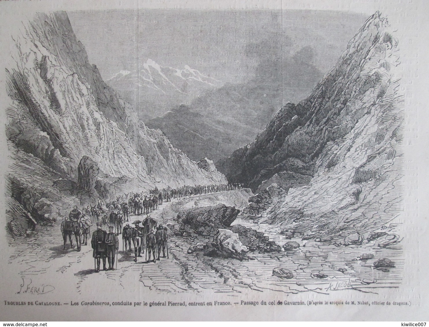 GRAVURE  1867 Troubles De Catalogne   Les Carabinéros   Passage Du Col De  Gavarnie - Non Classés