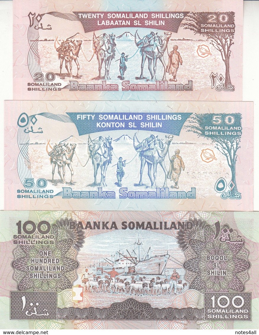 SOMALIA SOMALILAND 20 50 100 500 1000 5000 Shilling 2002 2015 P3 4 5 6 20 21 UNC - Somalia