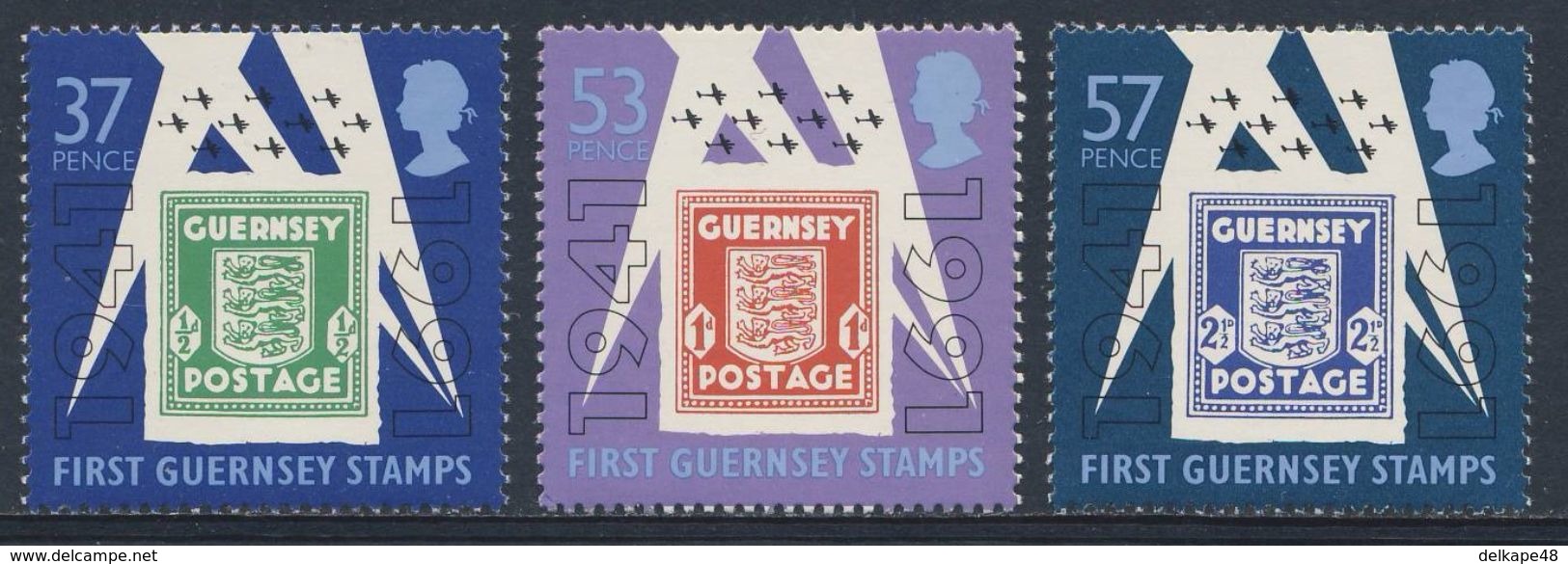 Guernsey 1991 Mi 513 /5 YT 515 /7 Sc 446 /8 ** 50 Jahre Marken Deutschen Besetzung Guernsey / First Guernsey Stamps - WO2