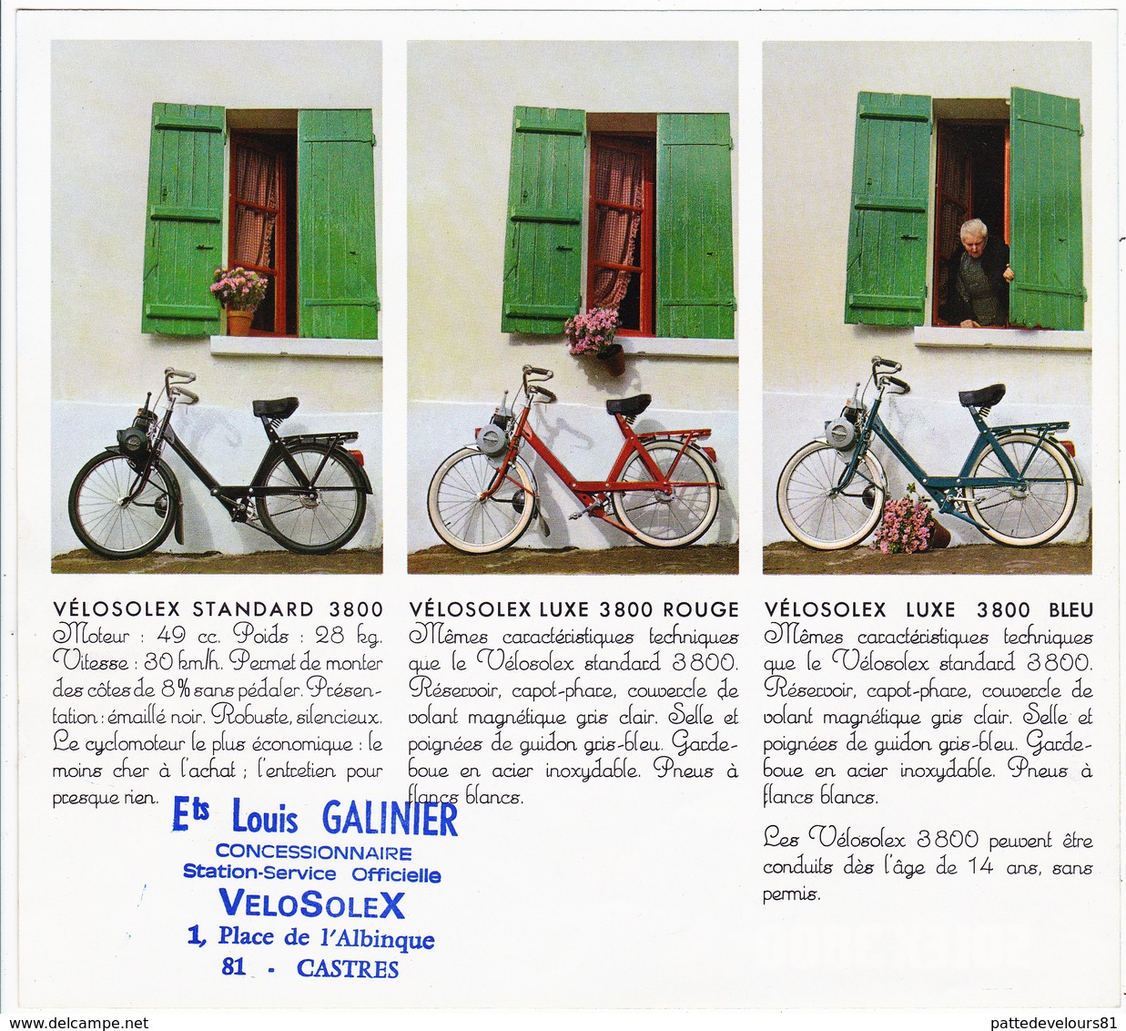 Publicité 1 Feuillet 19 X 21 SOLEX 3800 VELOSOLEX Mobylette  2 Roues (2 Scans) - Publicités