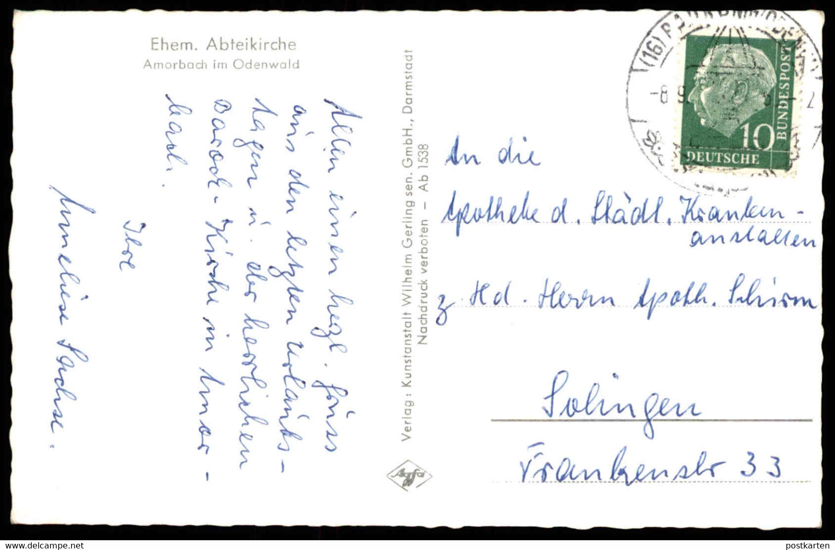 ÄLTERE POSTKARTE EHEMALIGE ABTEIKIRCHE AMORBACH IM ODENWALD Kirche Altar Church église Postcard Ansichtskarte Cpa AK - Amorbach