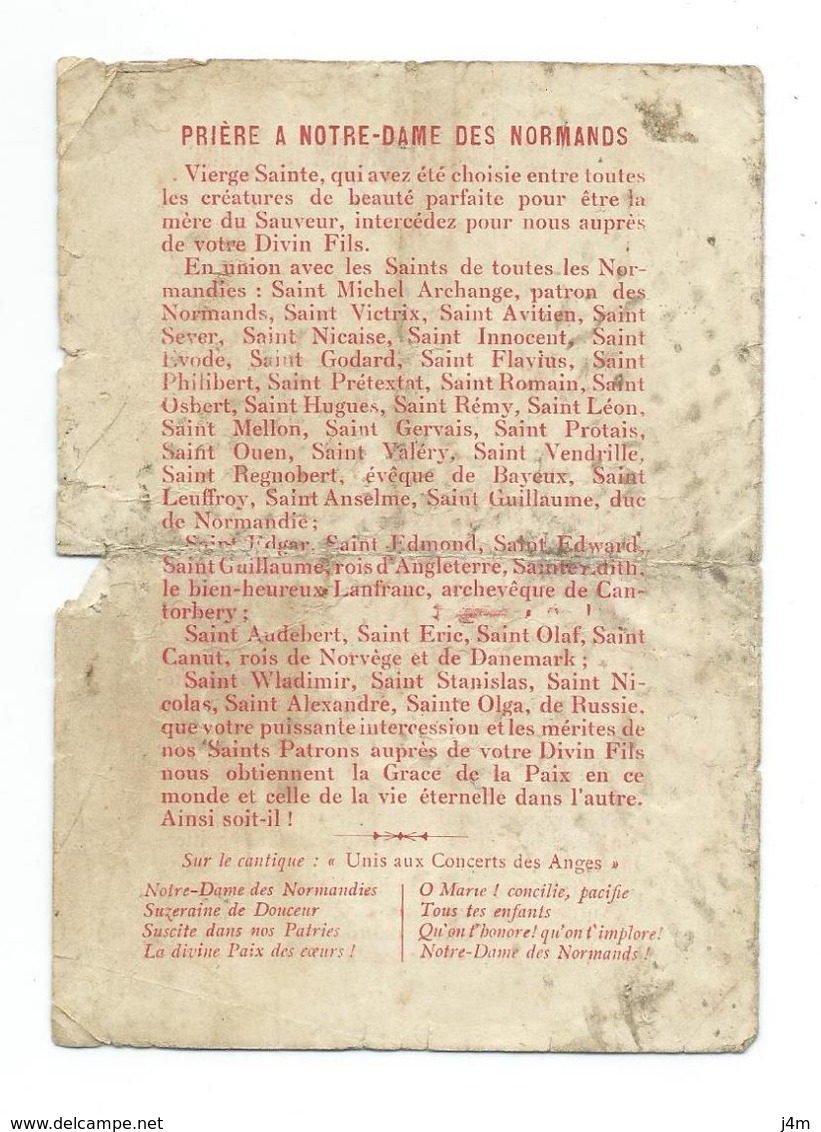 IMAGE PIEUSE...RARE..LITANIES à NOTRE DAME Des NORMANDS.. Diex Aïe ! Dieu Nous Aide ( Cri Des Anciens Normands)..3 Scans - Images Religieuses