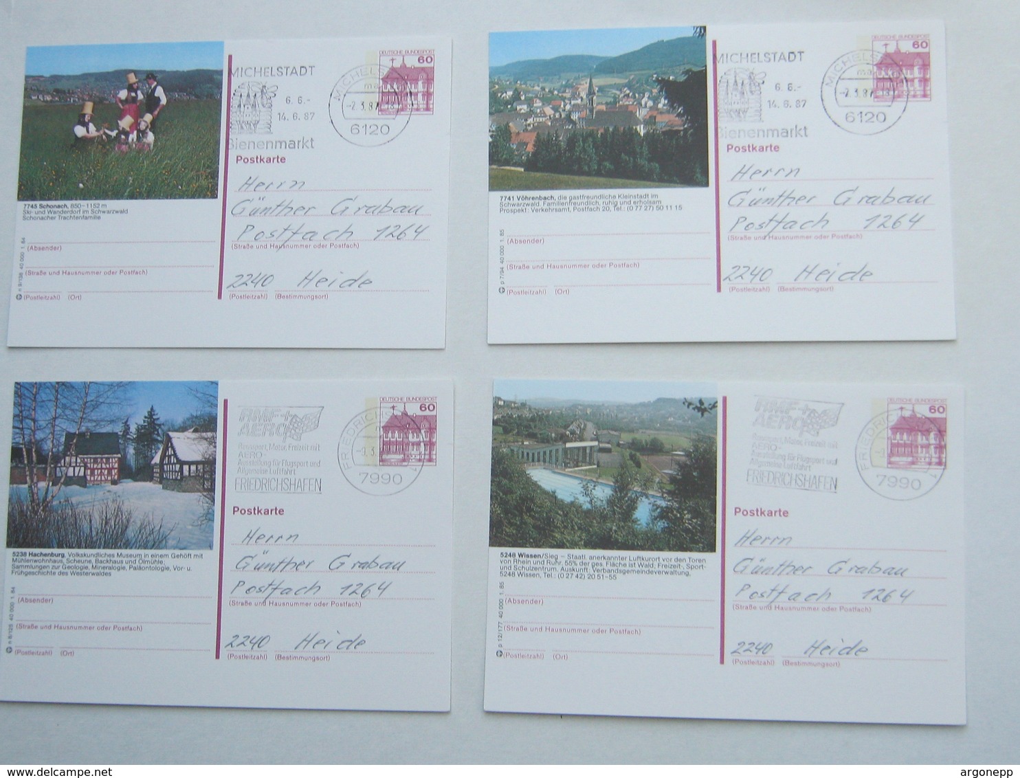 4 Bildpostkarten Verschickt, Ganzsachen - Cartes Postales - Oblitérées