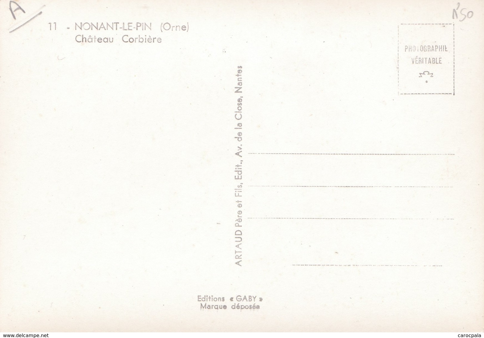 Carte 1950 NONANT LE PIN / CHATEAU CORBIERE - Autres & Non Classés