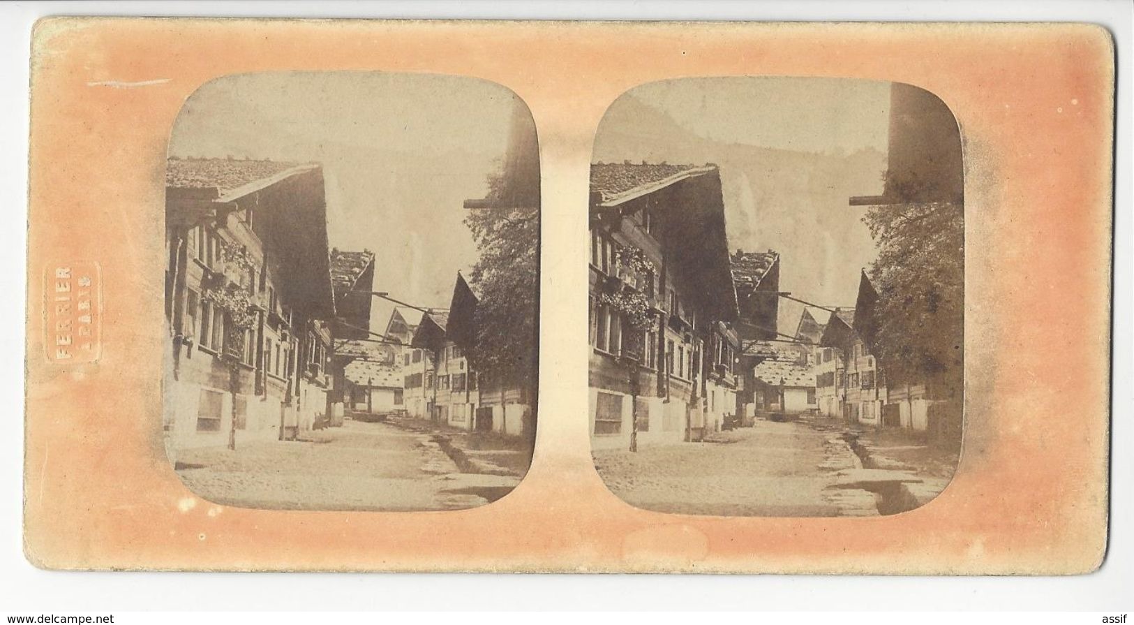 SUISSE MEIRINGEN PHOTO STÉRÉO CIRCA 1855 FERRIER PARIS CACHET A SEC /FREE SHIPPING REGISTERED - Stereo-Photographie