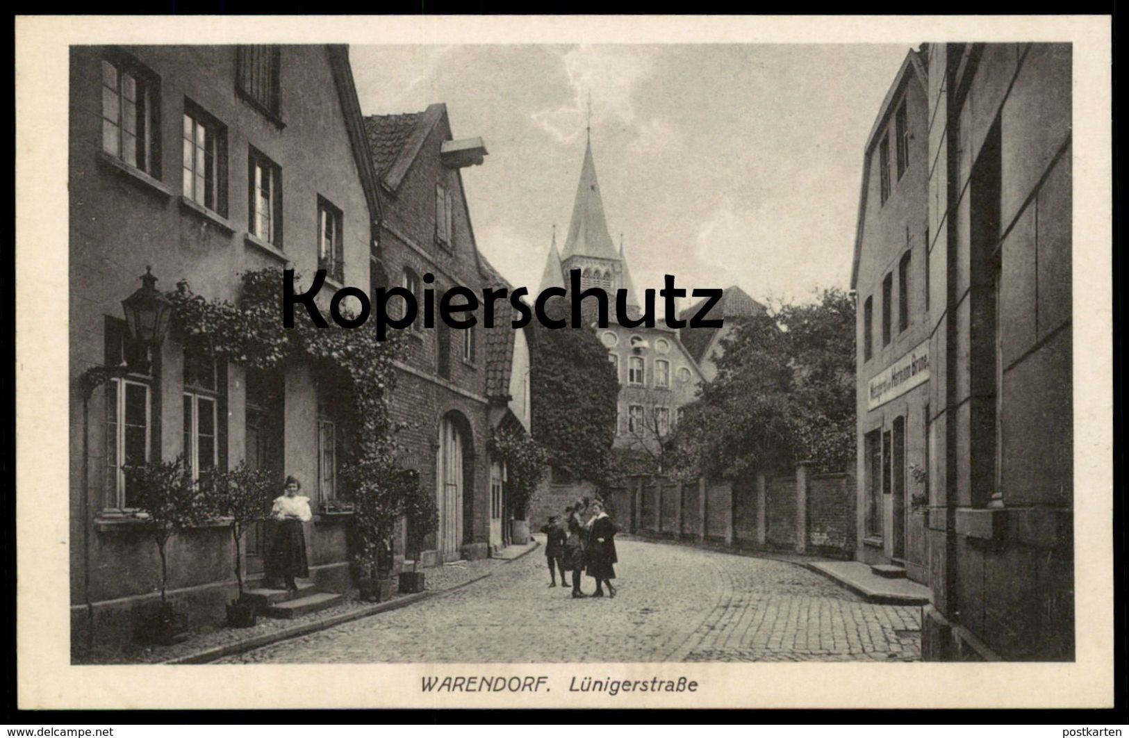 ALTE POSTKARTE WARENDORF LÜNIGERSTRASSE Lüningerstrasse Lüninger Str. Metzgerei Hermann Brune Postcard Ansichtskarte Cpa - Warendorf