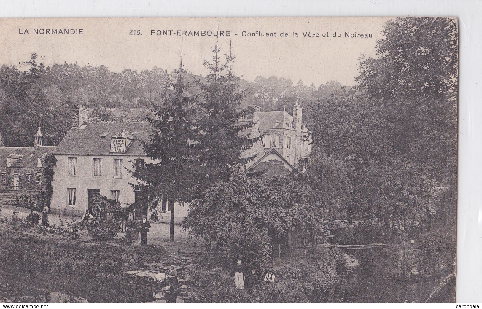 Carte 1910 PONT ERAMBOURG / CONFLUENT DE LA VERE ET DU NOIREAU (magasin Viel Chaux) - Autres & Non Classés