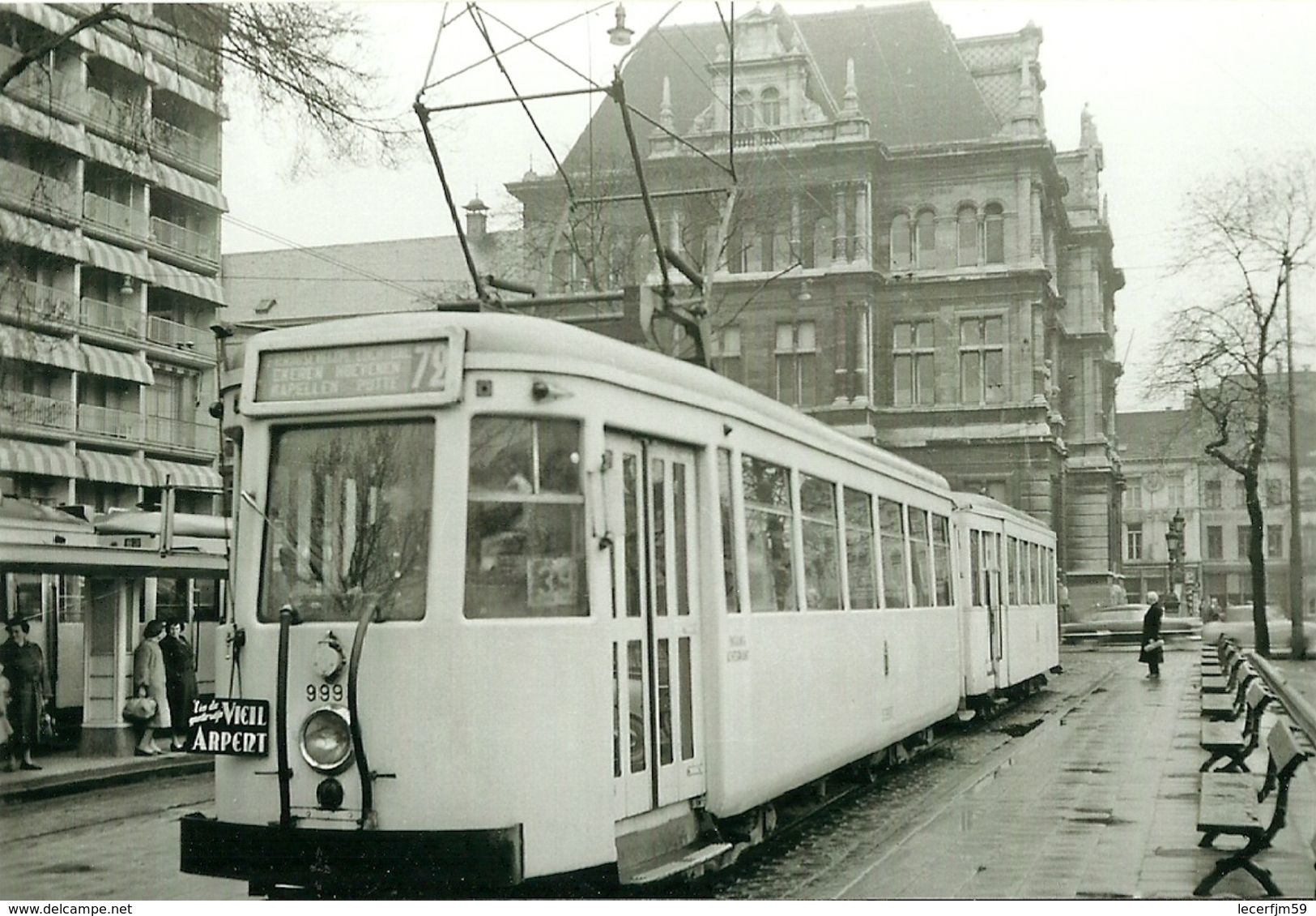 ANTWERPEN PHOTO EN GROS DU TRAM N° 999 DE LA SNCV  AU TERMINUS ROOSEVELTPLEIN EN 1957 (REPRO PHOTO DE BACKER) - Autres & Non Classés