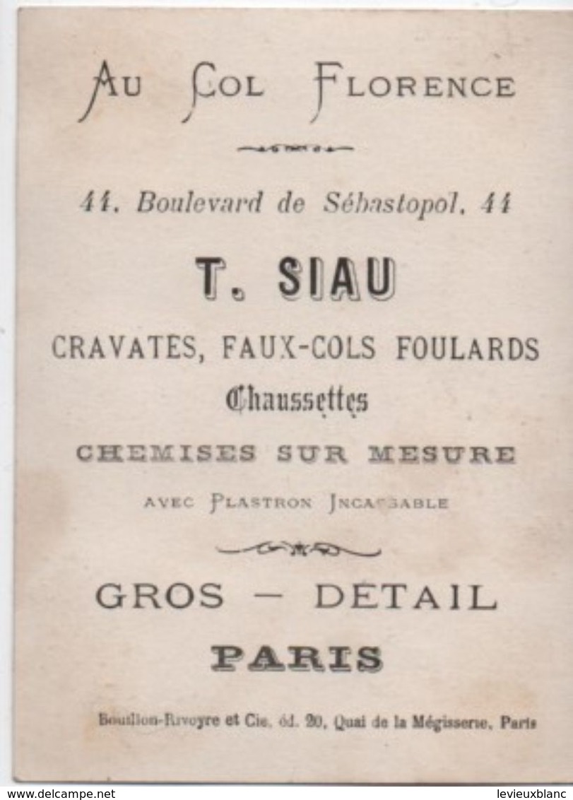 Chromo Publicitaire/Vêtements/Au Col Florence/Lune De Miel/SIAU/Bd Sebastopol/PARIS/Bouillon-Rivoyre/Vers 1890  IMA333 - Other & Unclassified