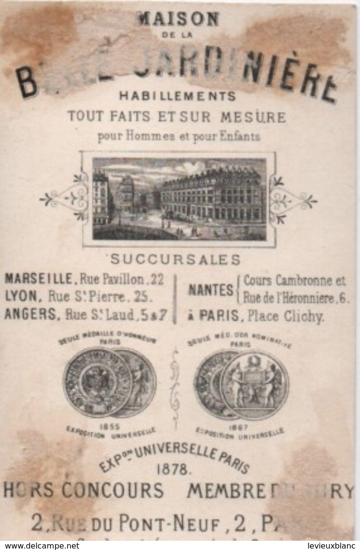 Chromo Publicitaire/Vêtements/Café & Cigare/Maison De La Belle Jardiniére/Rue Du Pont Neuf/PARIS/Vers 1880  IMA334 - Other & Unclassified