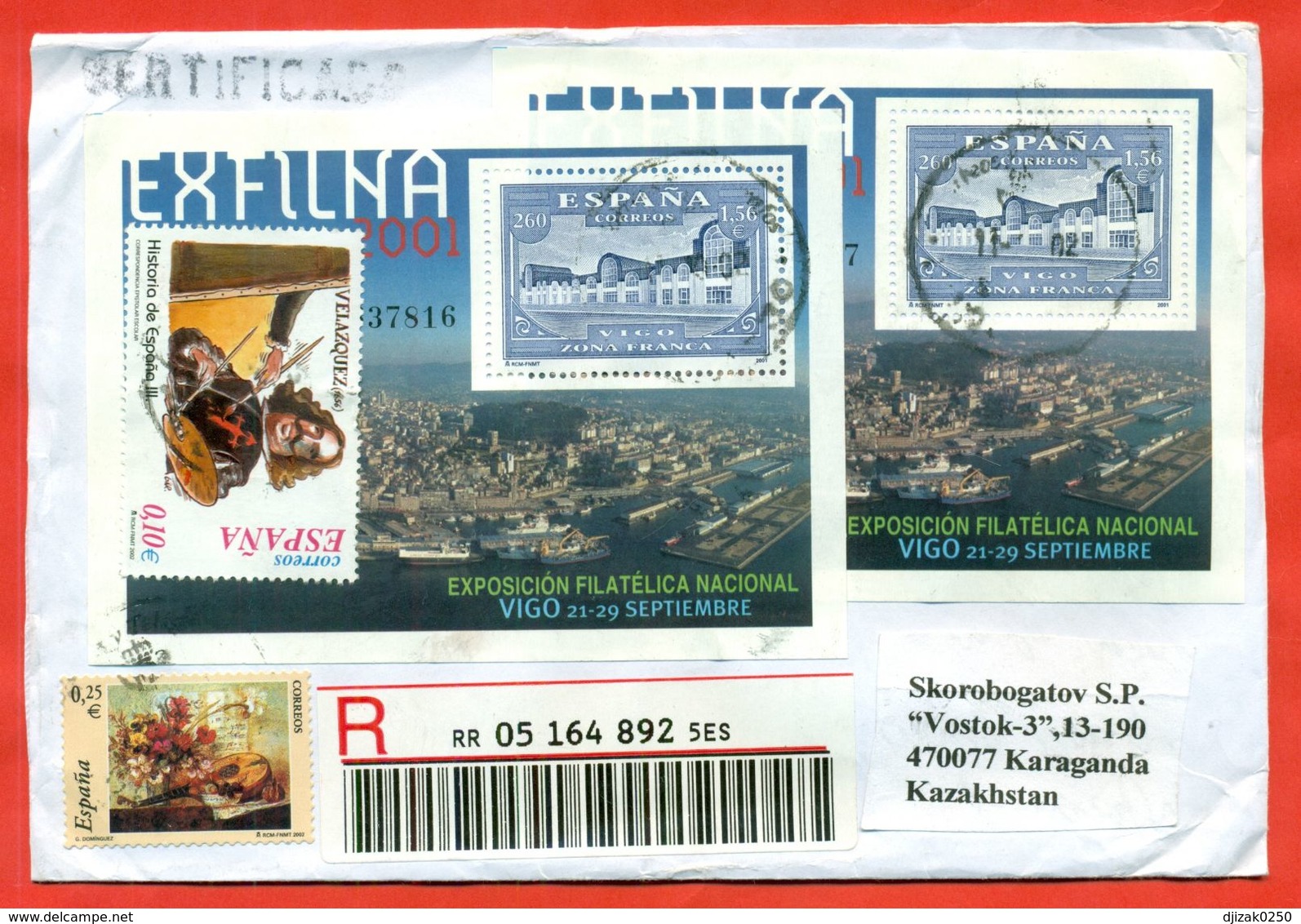 Spain 2001. National Philatelic Exhibition. Two Blocks On The Envelope - A Rarity.Envelope Passed The Mail.Registered. - Covers & Documents