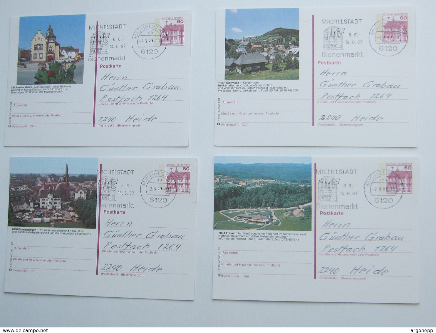 4 Bildpostkarten Verschickt, Ganzsachen - Postkaarten - Gebruikt