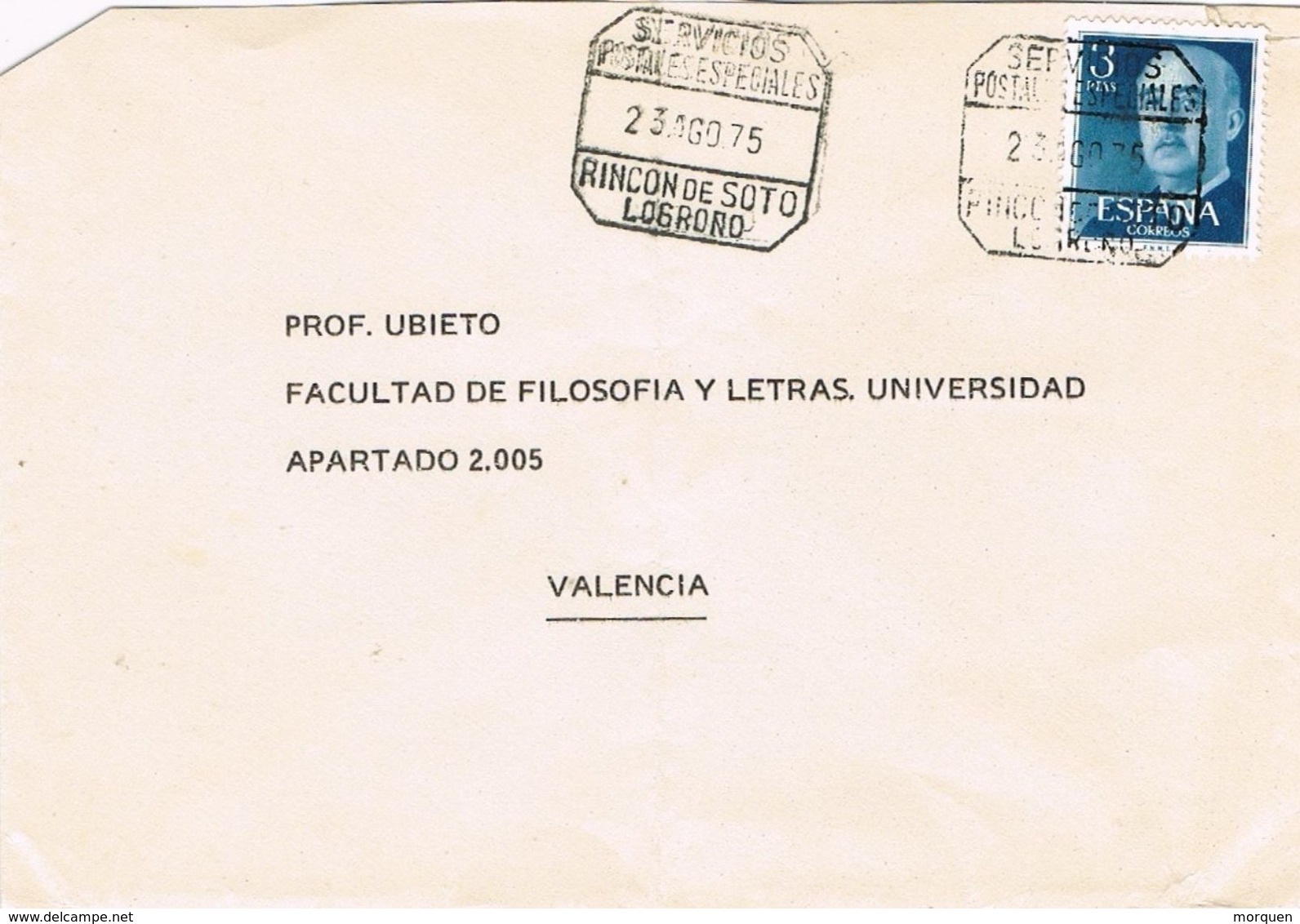 27591. Carta RINCON De SOTO (Logroño) 1975 . Fechador S.P.E. Servicio Postal Especial - Cartas & Documentos