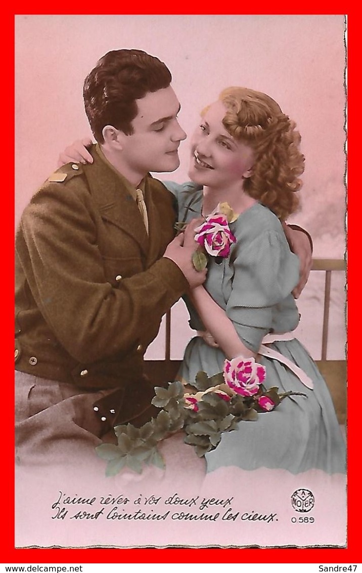 CPA COUPLES.  Jeune Militaire Et Sa Fiancée, Roses...B628 - Couples