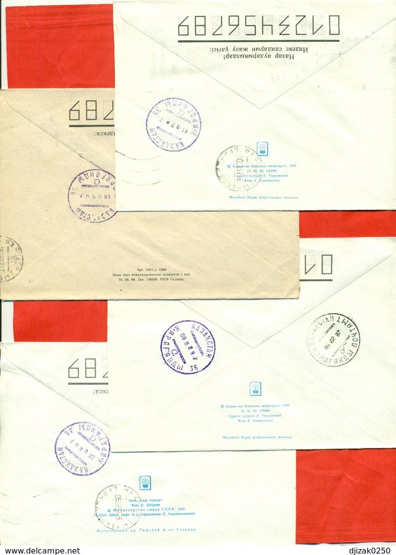 Kazakhstan.Four Envelopes Past The Mail. One Envelope Registered. - Kazakhstan