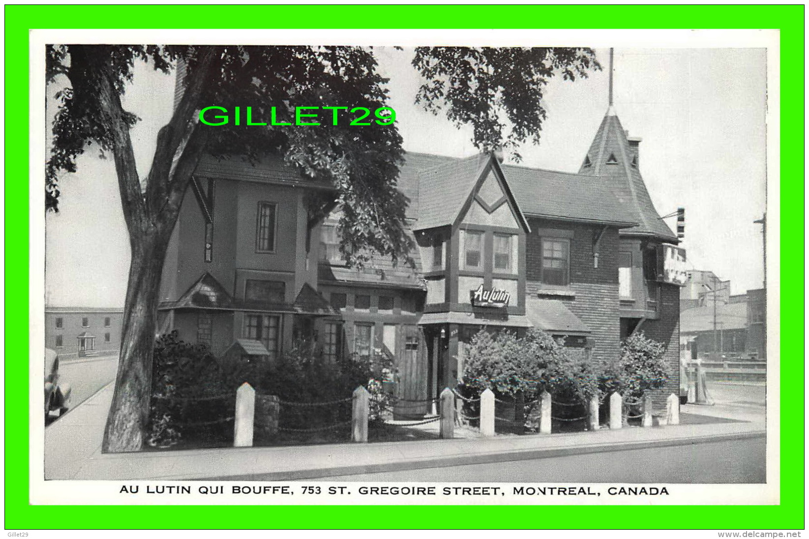 MONTRÉAL, QUÉBEC - RESTAURANT, AU LUTIN QUI BOUFFE, FAÇADE - ROTISSERIE RUE ST GRÉGOIRE - - Montreal