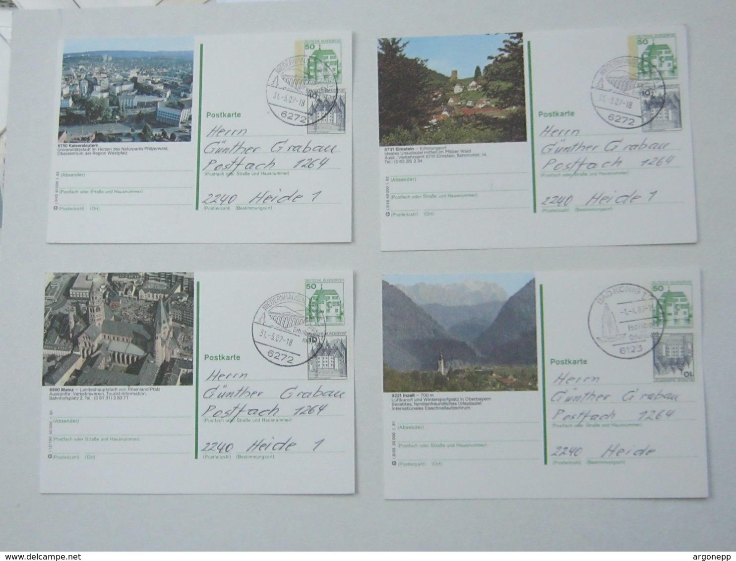 4 Bildpostkarten Verschickt, Ganzsachen - Postales - Usados