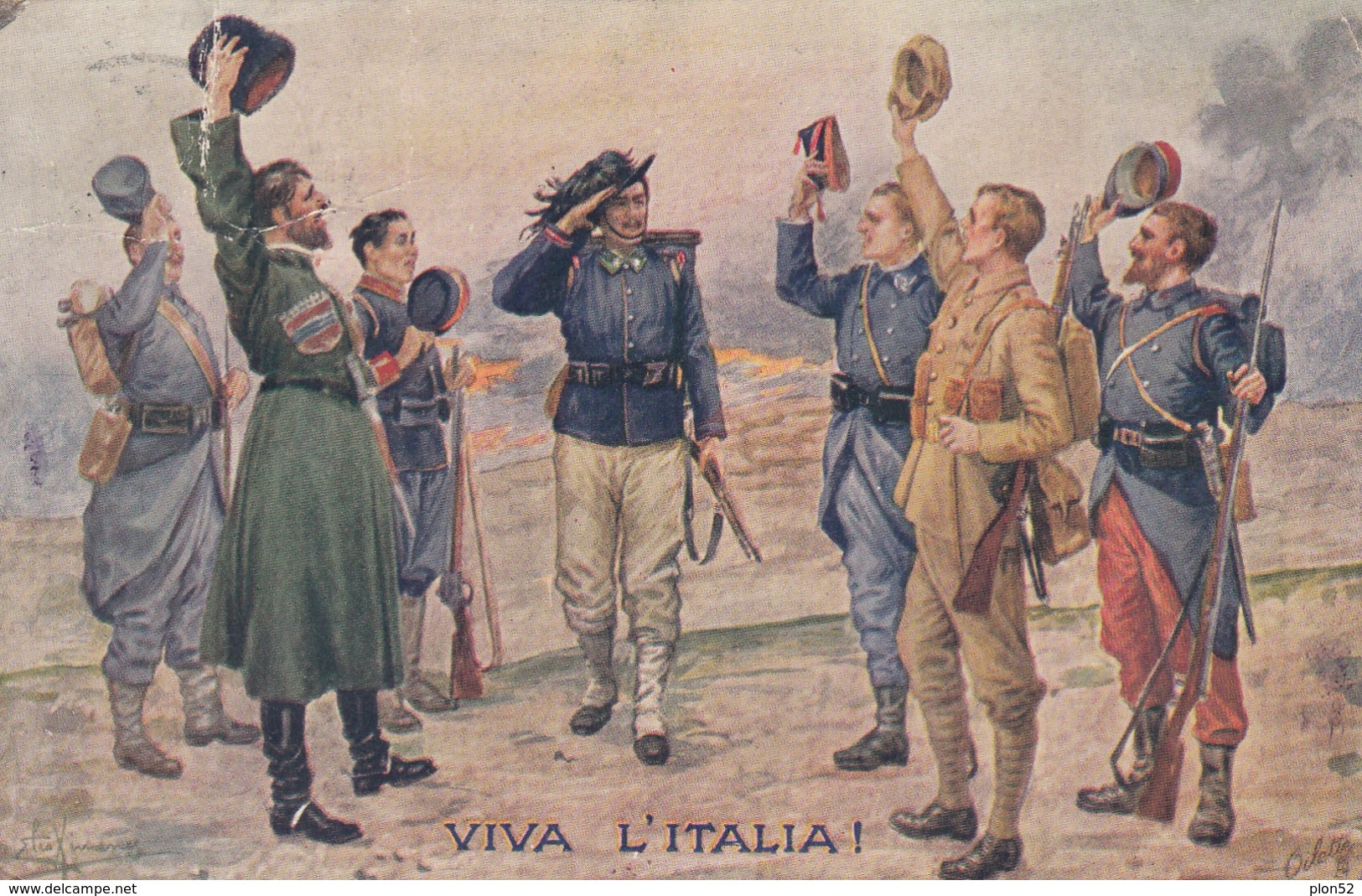 11654-SOLDATO ITALIANO CON GLI ALLEATI-1917-FP - Patriottiche