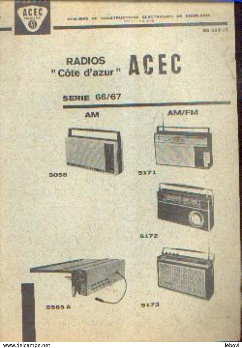 « ACEC CHARLEROI – Radios Côte D’azur – Série 66/67 – Notice Technique» - Literatur & Schaltpläne