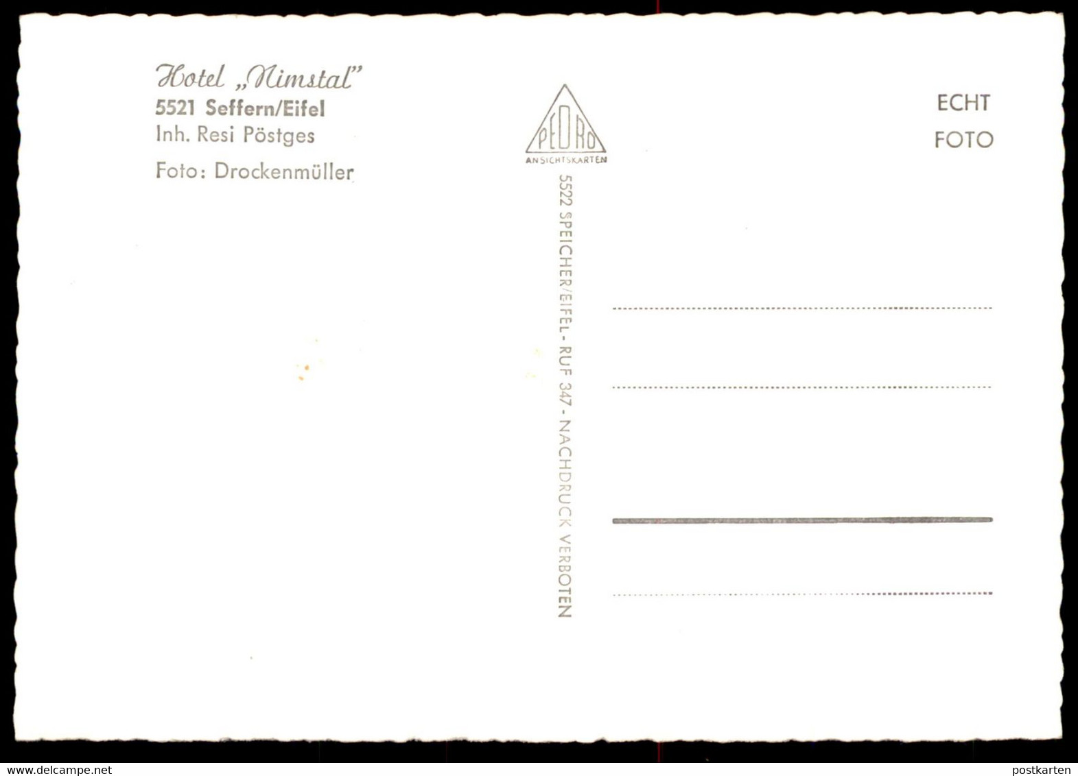 ÄLTERE POSTKARTE HOTEL NIMSTAL SEFFERN EIFEL Bitburger Land Moped AK Postcard Ansichtskarte Cpa - Sonstige & Ohne Zuordnung
