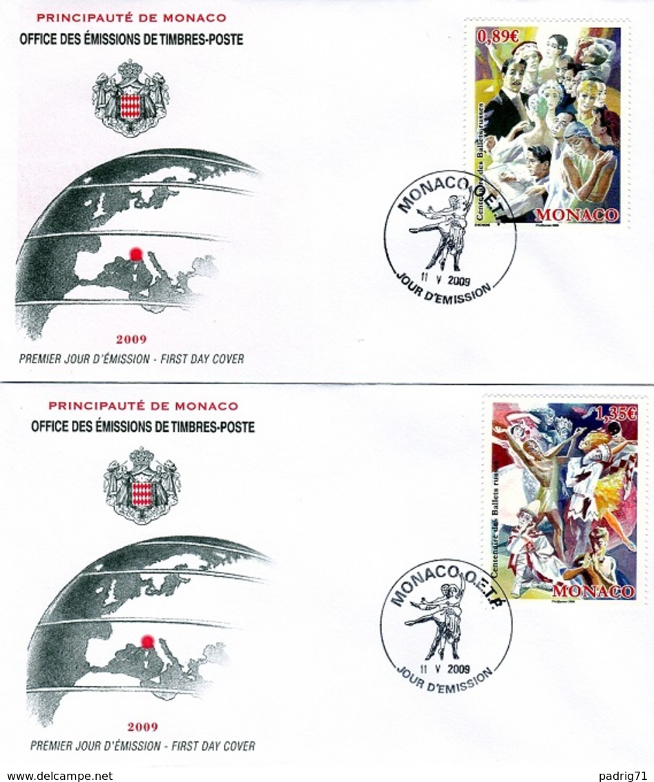 Ballets Russes De MONTE-CARLO ( 100 Ans De Sa Création ) - FDC  MONACO De 2009 - Danse