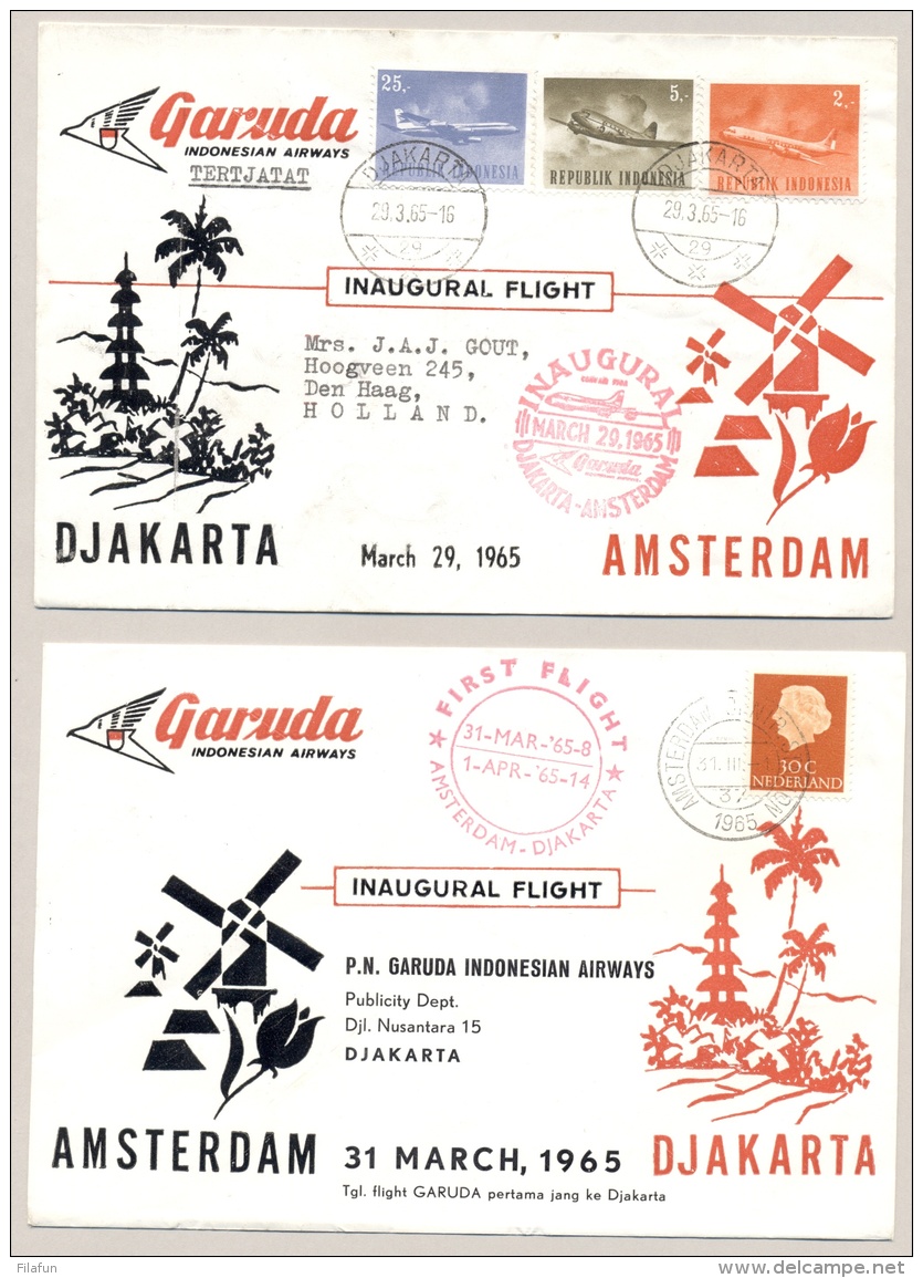 Indonesia / Nederland - 1965 - 1st Garuda Flight Djakarta Amsterdam &amp; Amsterdam - Djakarta - Indonesië