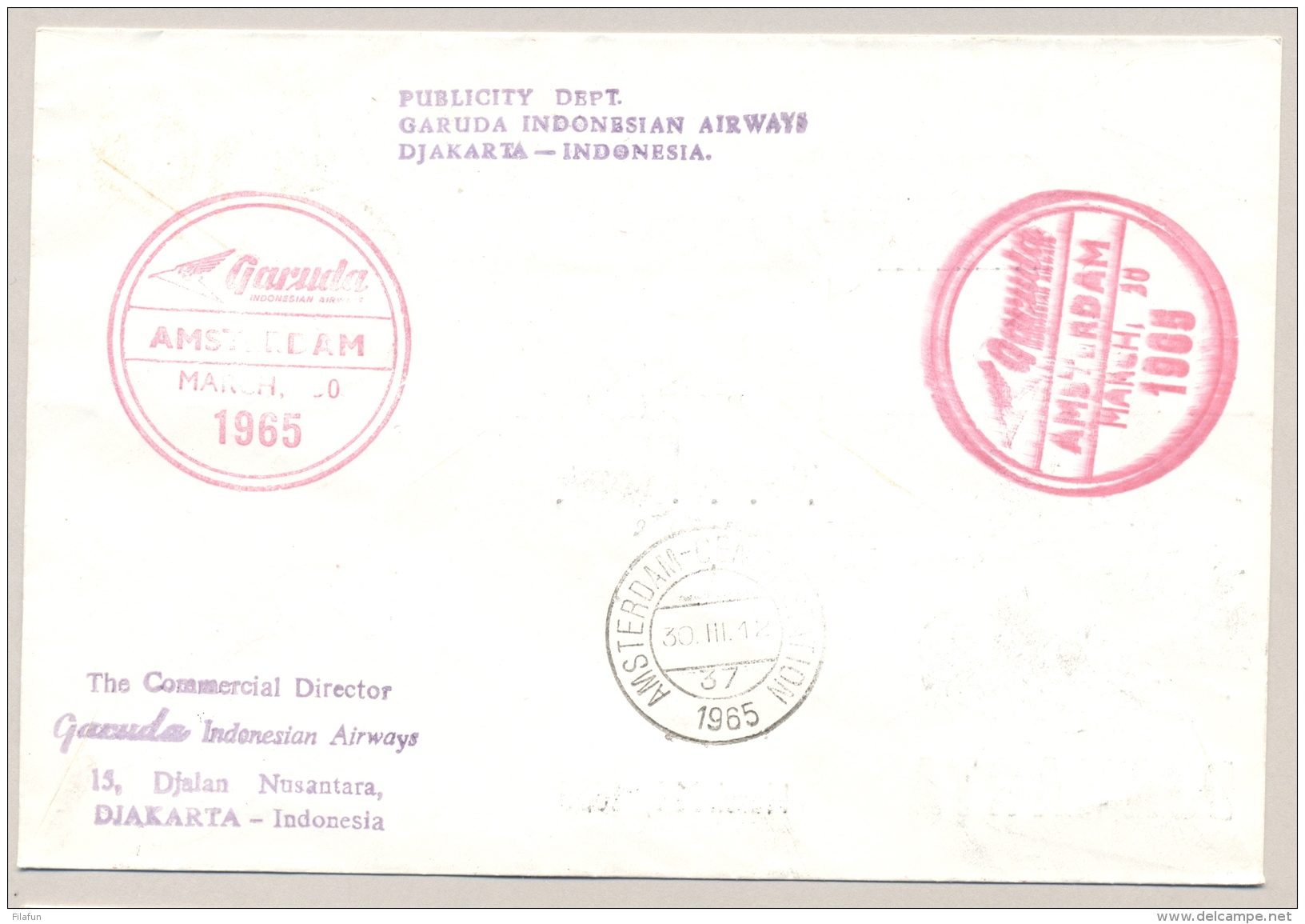 Indonesia / Nederland - 1965 - 1st Garuda Flight Djakarta Amsterdam &amp; Amsterdam - Djakarta