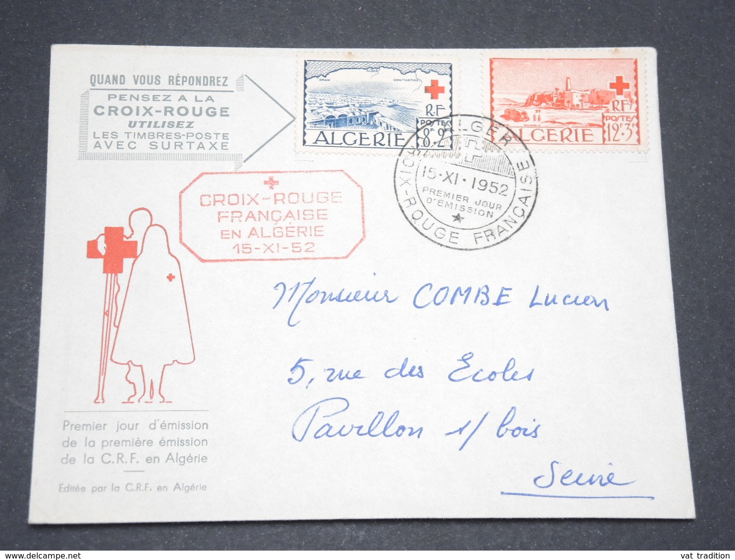 ALGÉRIE - Enveloppe  FDC Croix Rouge En 1952 - L 13399 - FDC