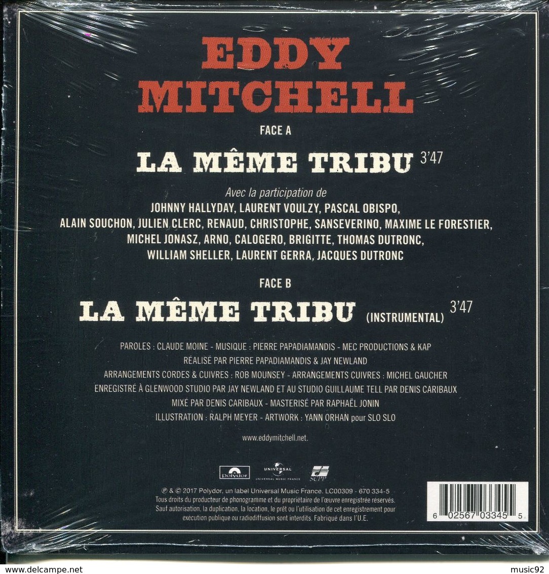 Eddy Mitchell 45t Vinyle Couleur Orange La Même Tribu - Autres - Musique Française