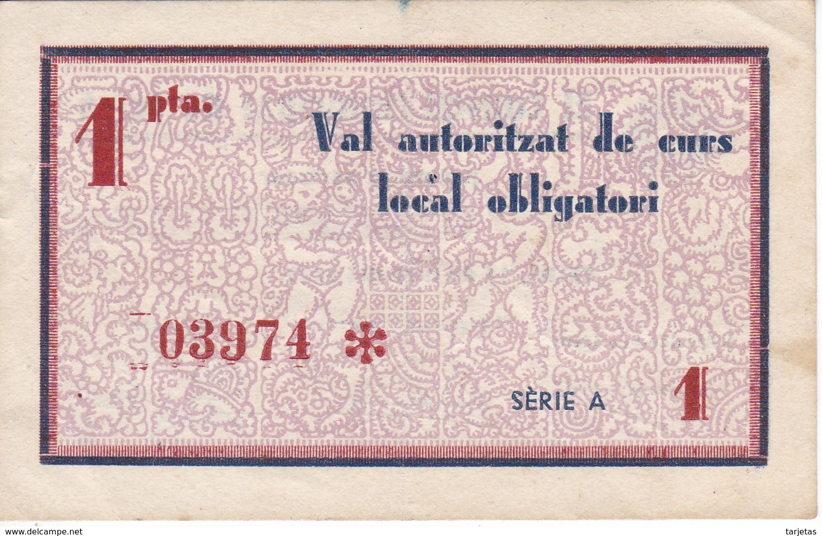 BILLETE DE 1 PESETA DEL CONSELL MUNICIPAL DE CELRA DEL AÑO 1937   (BANKNOTE) - Otros & Sin Clasificación