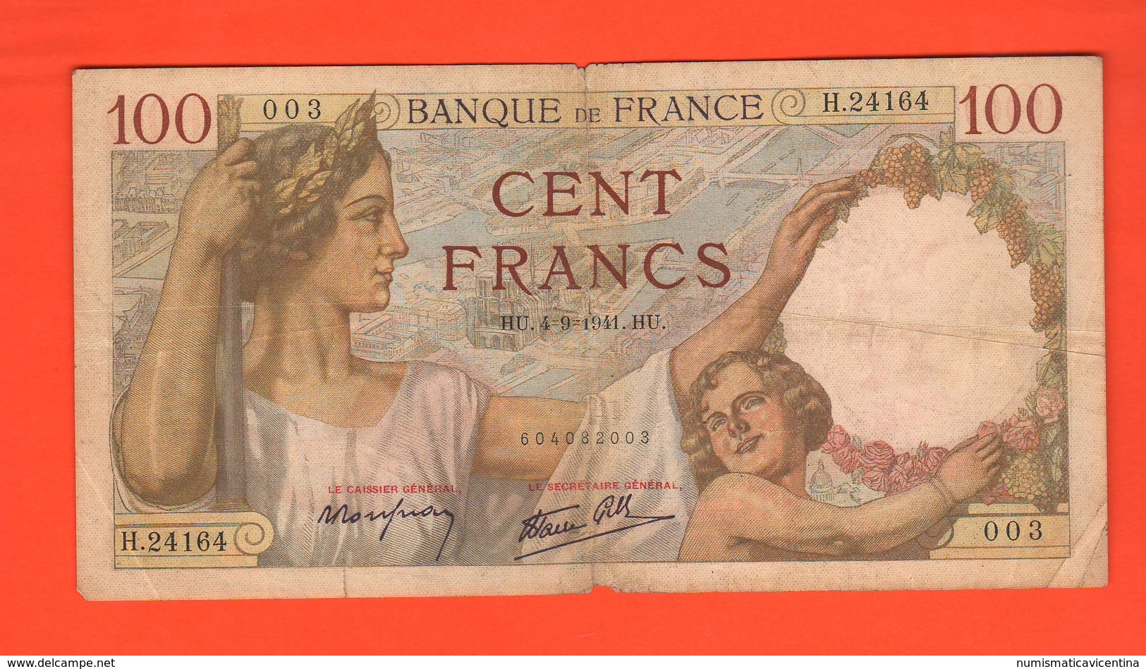 100 Francs 1941 Sully France War Currency - 100 F 1939-1942 ''Sully''