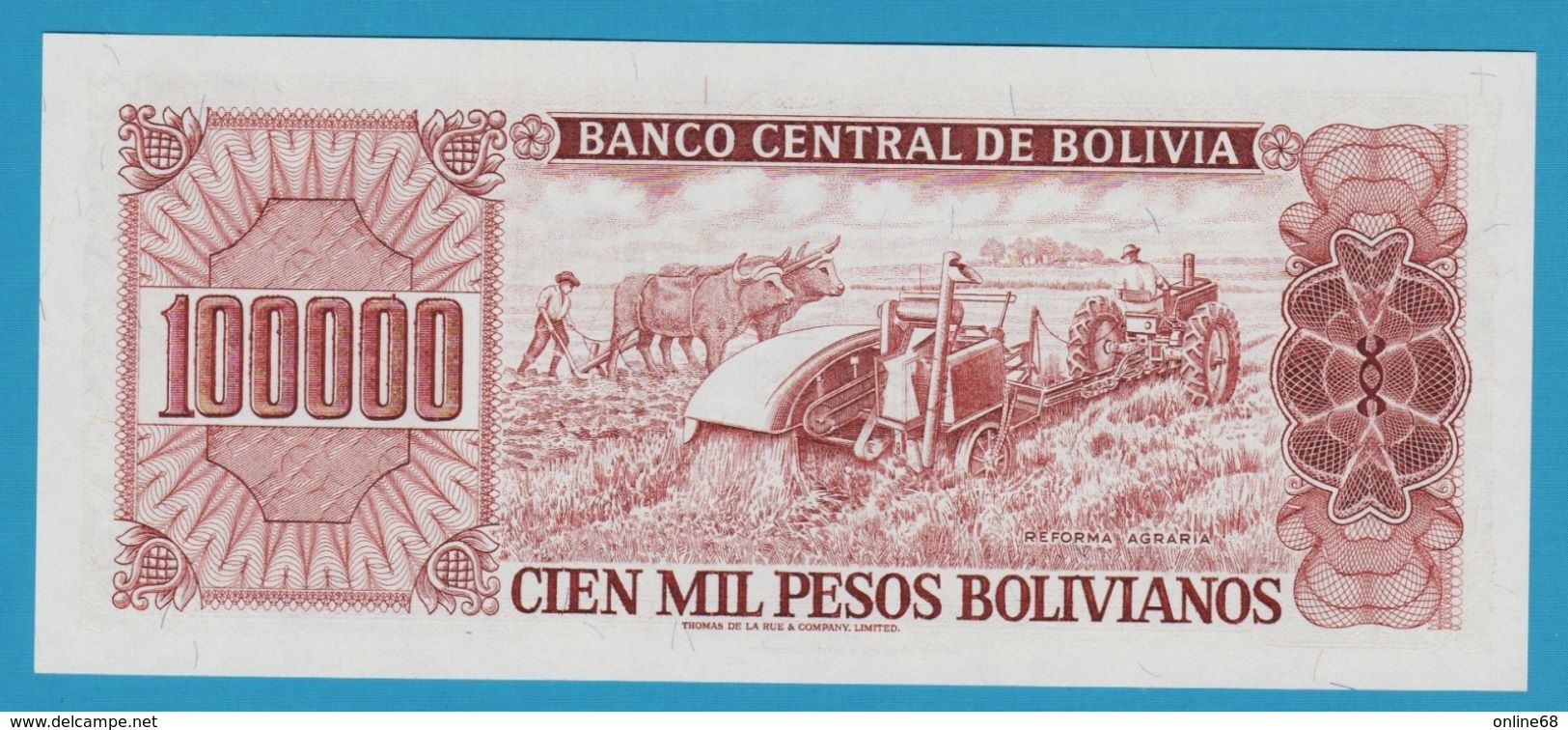 BOLIVIA 	100.000 Pesos Bolivianos 	D.05.06.1984	# 57101143B  P# 171 - Bolivia