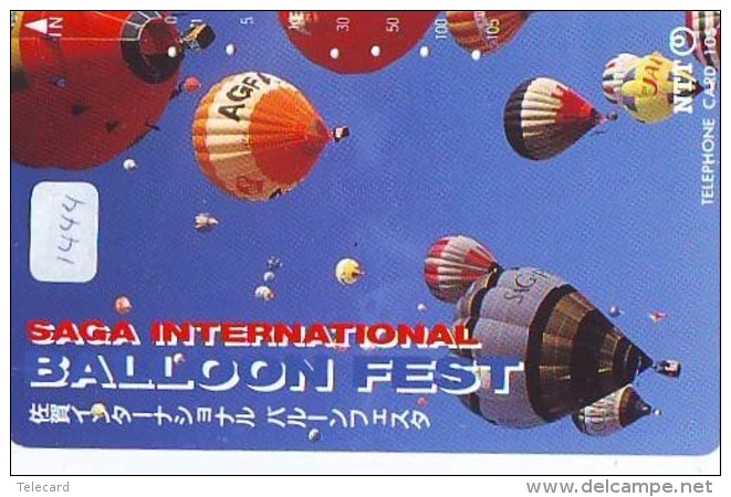 Telecarte  JAPON * SPORT * MONTGOLFIERE (1444) Hot Air Balloon * Ballon * Aerostato  * TELEFONKARTE * PHONECARD JAPAN * - Sport