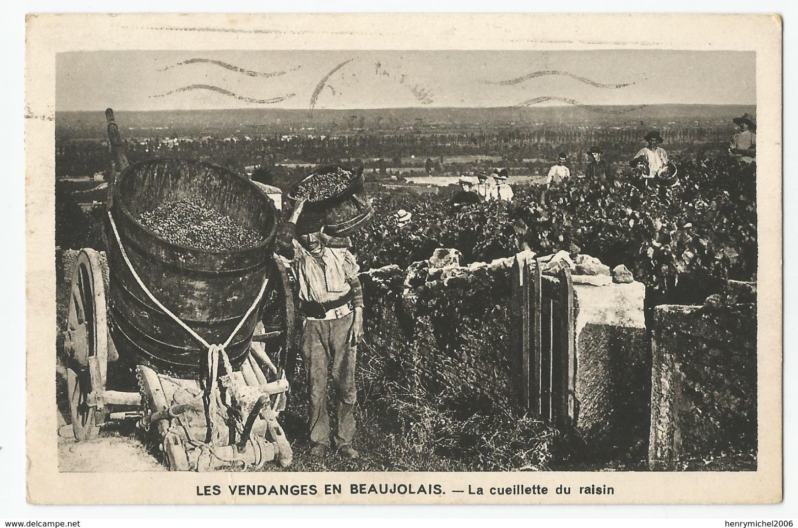 69 Rhone - Cachet Villefranche Sur Saone Les Vendanges En Beaujolais La Cueillette Du Raisin 1942 - Villefranche-sur-Saone