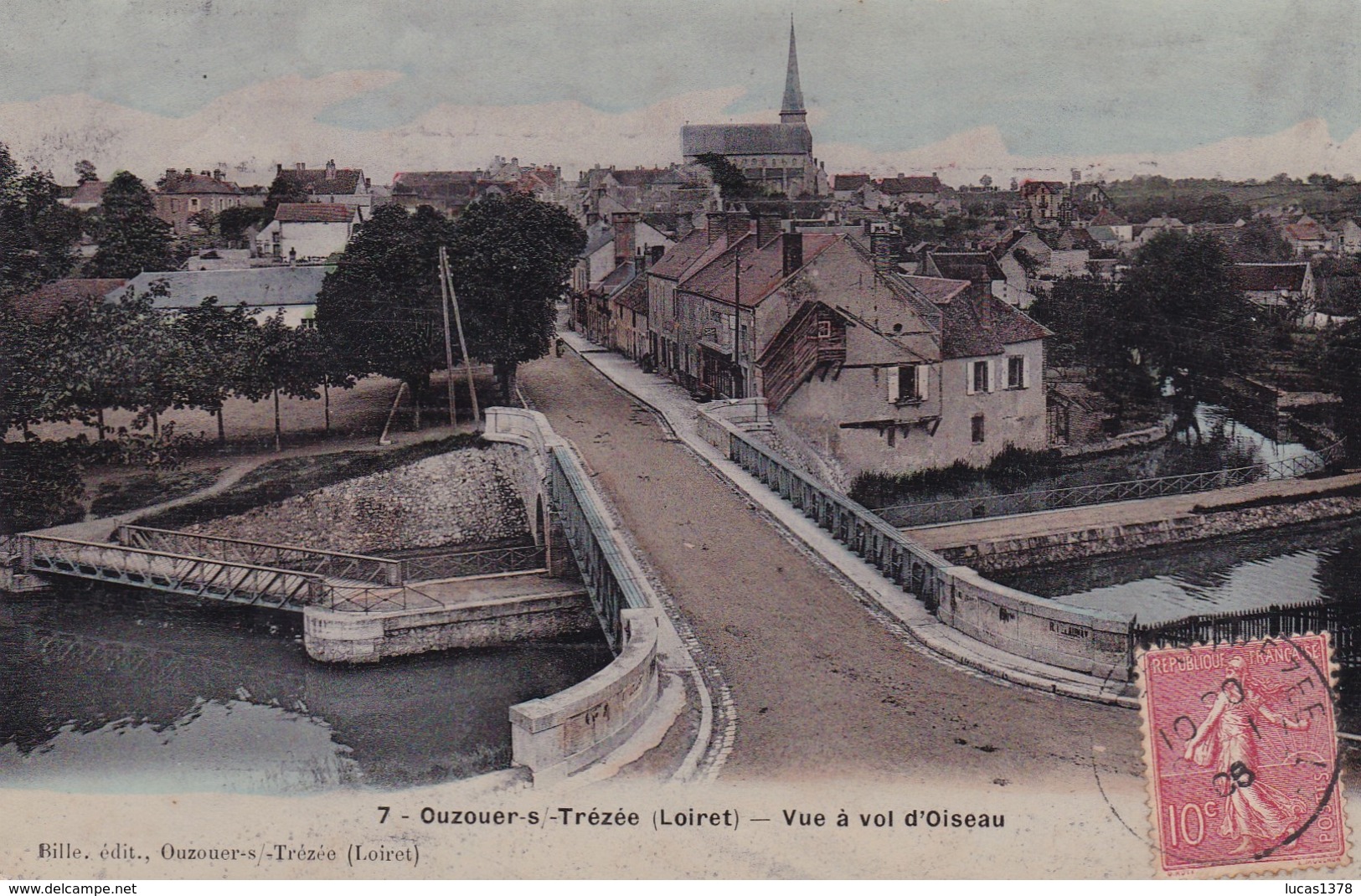 45 / OUZOUER  S / TREZEE / VUE A VOL D OISEAU / TRES JOLIE CARTE PAPIER GLACE - Ouzouer Sur Loire