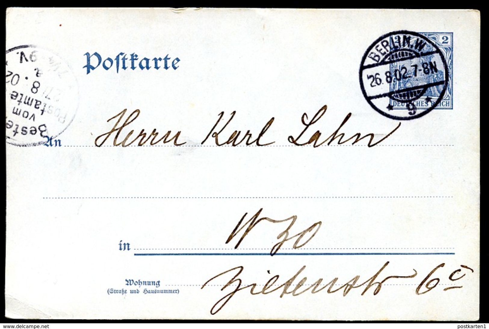 DR P57Y Postkarte Ohne Wz. Berlin 1902 Kat. 6,50 € - Sonstige & Ohne Zuordnung