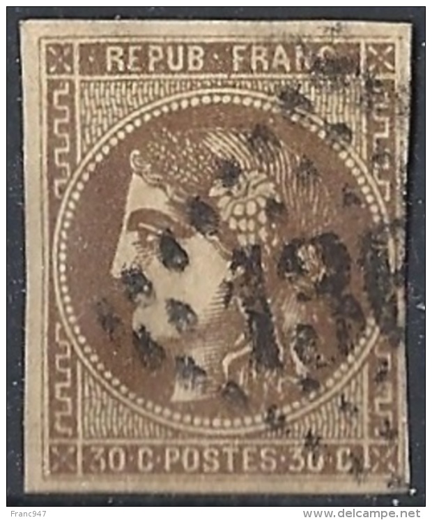 Francia, 1871 Cérès, 30c Brun # Y. &amp; T. 47 - Michel 42 - Scott 46  USED - 1871-1875 Ceres