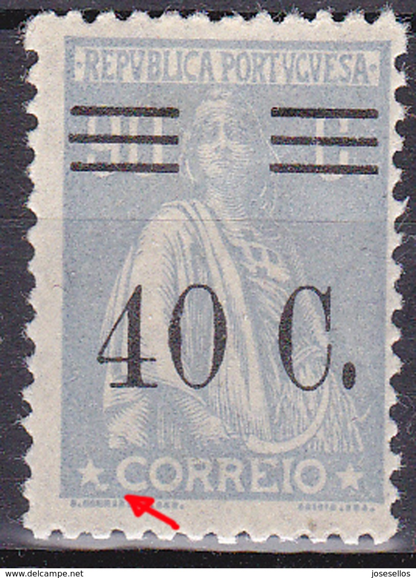 PORTUGAL 1928- 90C Surcharged Ceres- N/C Cliche. MH No Faults. - Nuovi