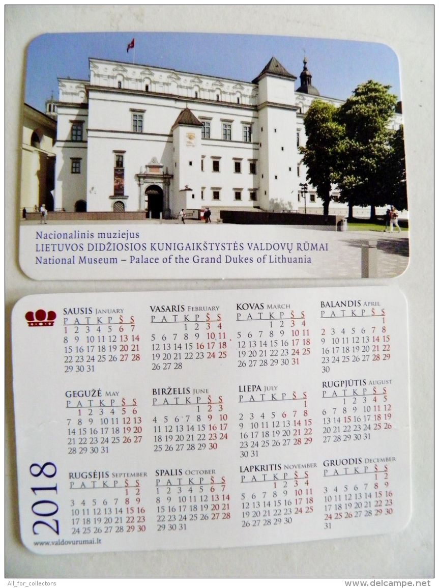 Small Calendar Lithuania 2018 National Museum Palace Grand Dukes - Small : 2001-...